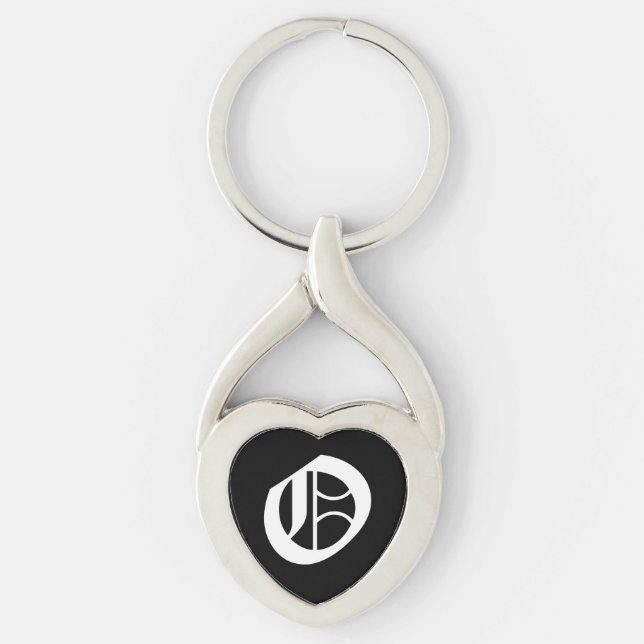 Porte-clés Chaîne-clé "O" du coeur noir (Devant)