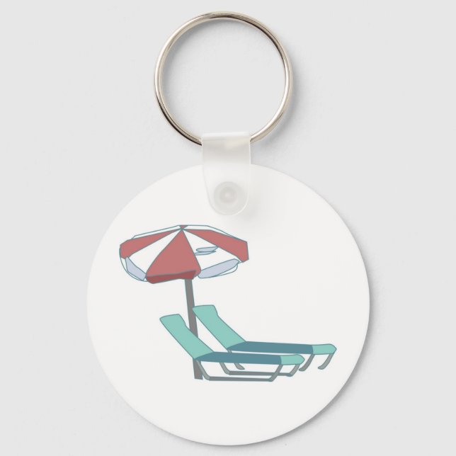 Porte-clés Chaises de piscine et parasol (Recto)