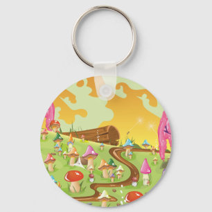 Porte-clés Champ de champignons de dessin animé