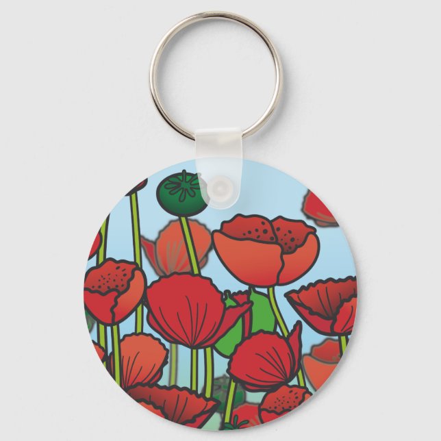 Porte-clés Champ de fleurs rouges de pavot (Recto)