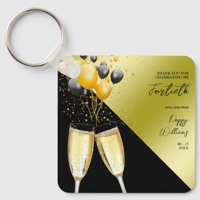 Porte-clés Champagne & Ballons 40e anniversaire (Recto)