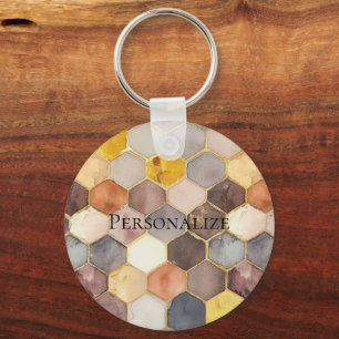 Porte-clés Champagne Blush au peigne de miel de Glam Abstrait