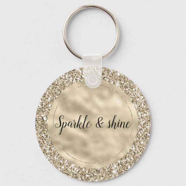 Porte-clés Champagne Gold Glitzy Parties scintillant (Recto)