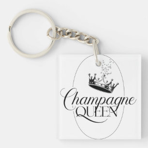 Porte-clés Champagne Queen Oval Design avec Couronne