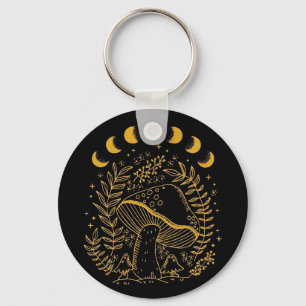 Porte-clés Champignons Boho, Champignons Hippie, Lune Mystiqu