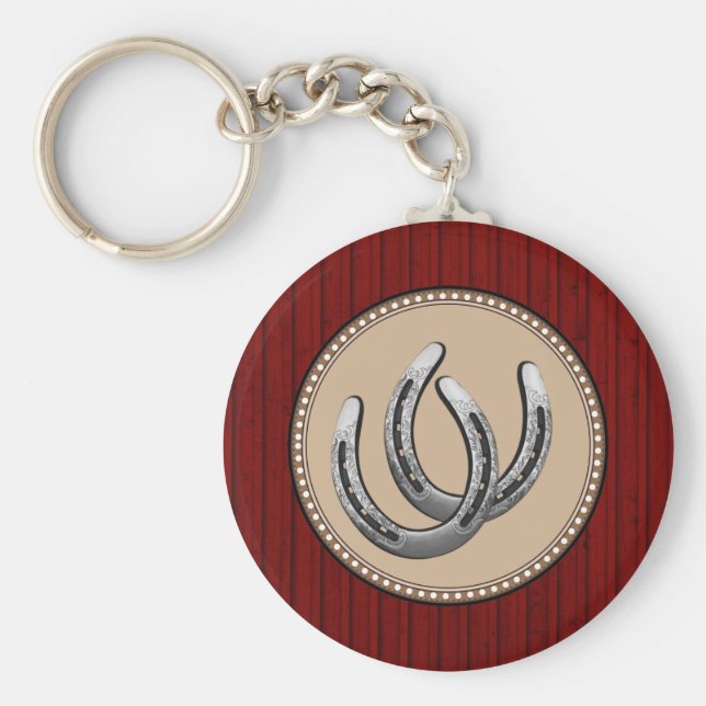 Porte-clés Chanceux Argent à cheval style occidental (Devant)