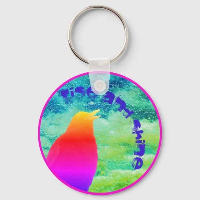Porte-clés Chanter Rainbow Bird avec votre texte (Recto)