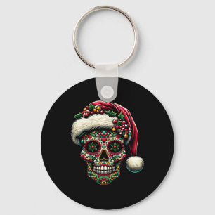 Porte-clés Chapeau de Noël pour hommes Crâne de sucre Jour de