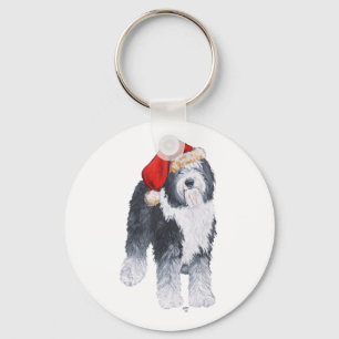 Porte-clés Chapeau de Père Noël Old English Sheepdog
