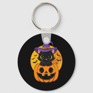 Porte-clés Chapeau de sorcière de chat noir Halloween mignon 