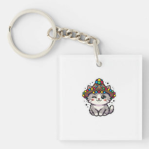Porte-clés Chapeau Tissé Chat Marocain Amazigh Kawaii Mignon