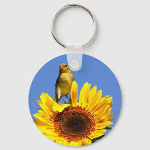 Porte-clés Chardonneret américain sur le tournesol