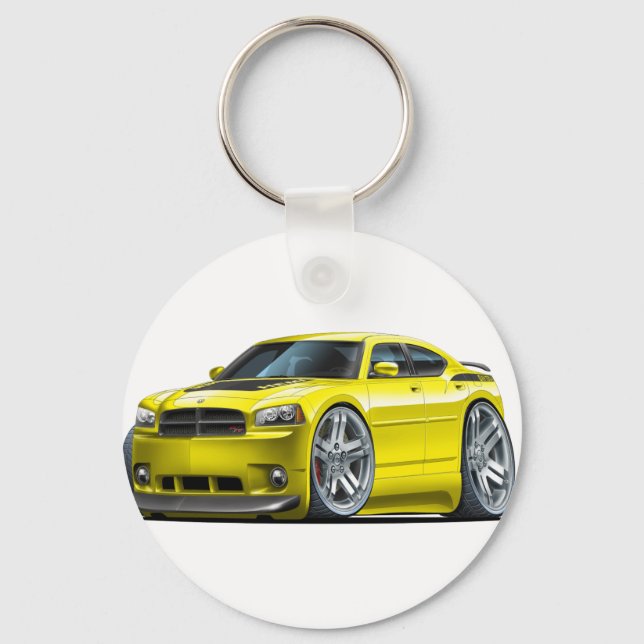 Porte-clés Chargeur de Dodge Daytona voiture jaune (Recto)