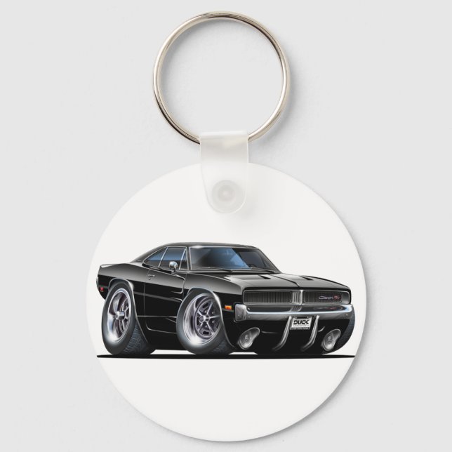 Porte-clés Chargeur Dodge Voiture Noire (Recto)