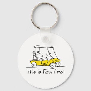 Porte-clés Chariot de golf jaune, porte - clé