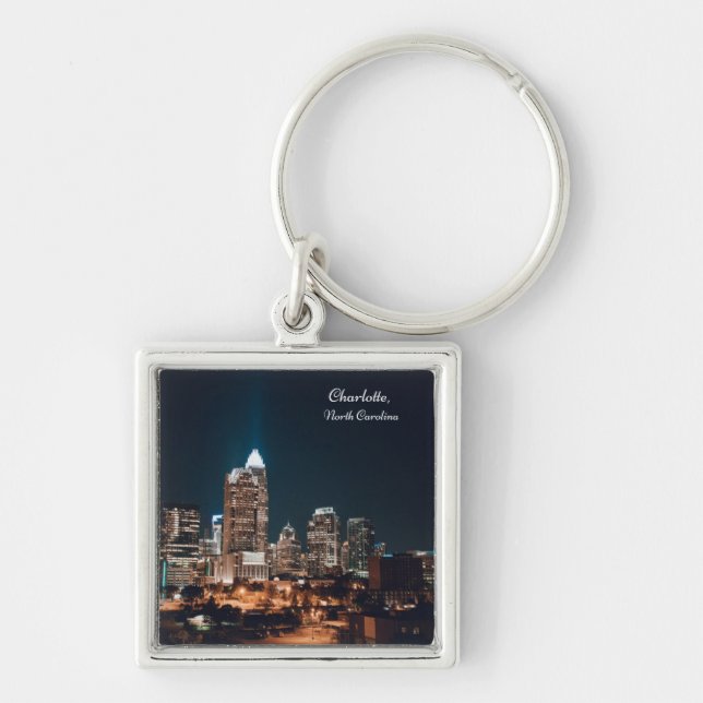 Porte-clés Charlotte North Carolina City Skyline Nuit (Devant)