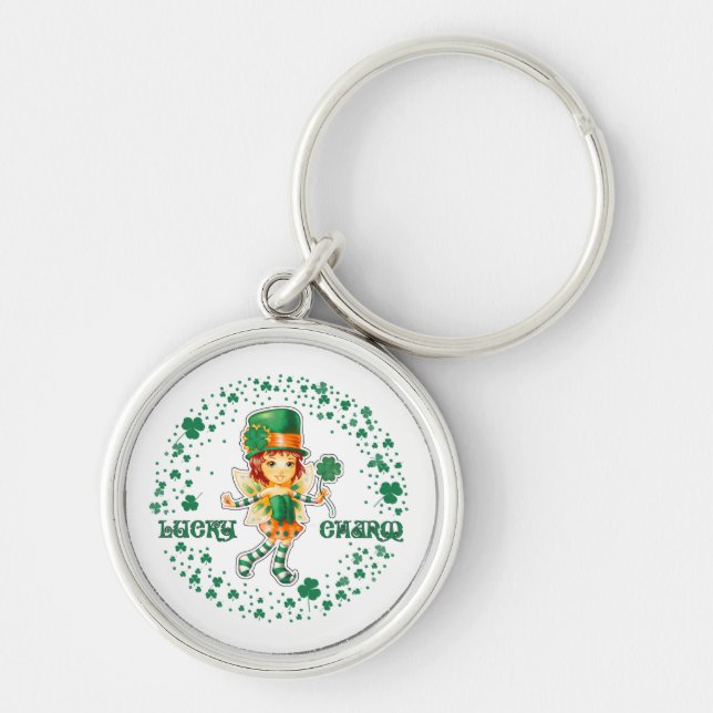 Porte-clés Charme chanceux. Fairy Irish Girl St. Patrick's Da (Devant)