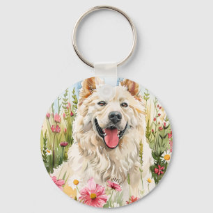 Porte-clés – Charme de sac chien aquarelle Samoyèd