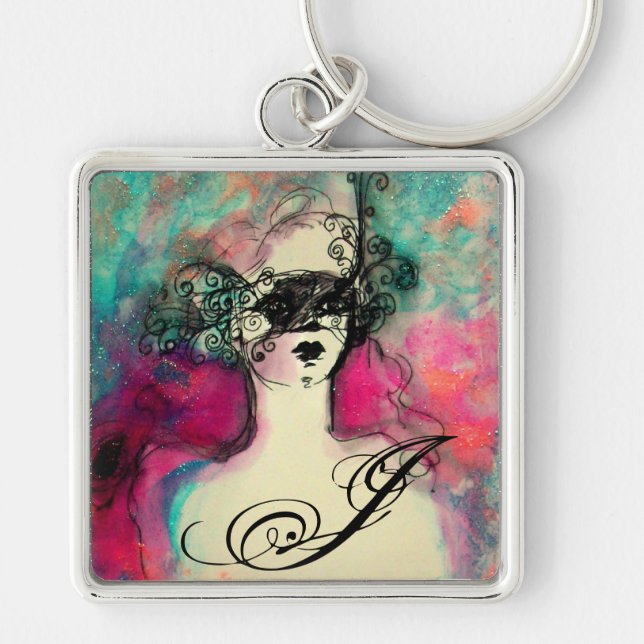 Porte-clés CHARME MONOGRAM / Beauté mystérieuse avec masque (Devant)