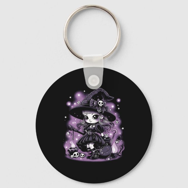 Porte-clés Charmes mystiques Halloween sorcière graphique (Recto)