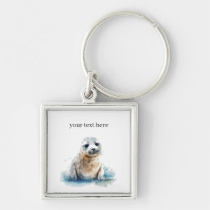 Porte-clés Charming Aquarelle Seal Pup, personnalisée