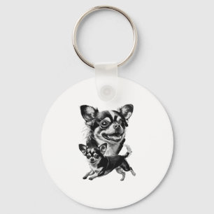 Porte-clés Charming Chihuahua Duo Animal noir et blanc