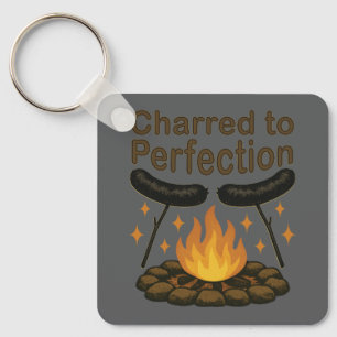 Porte-clés Charred to Perfection Funky Campfire Hot Dog