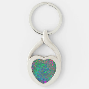 Porte-clés Chartreuse et bleu rétro liquide tourbillonnant ps