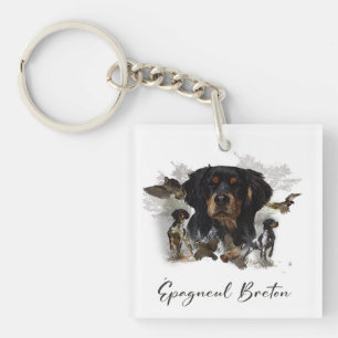 Porte-clés Chasse à la bécasse avec Bretagne Spaniel
