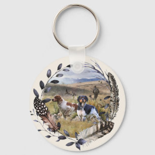 Porte-clés Chasse à la caille avec un Espagnol breton, Art