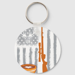 Porte-clés chasse au café - Drapeau américain vintage USA pou
