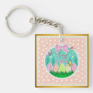 Porte-clés Chasse aux œufs de Pâques mignonne et papillons co