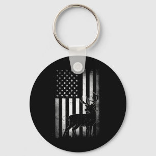 Porte-clés Chasse Chasse Chasse Deer Etats-Unis Drapeau Améri