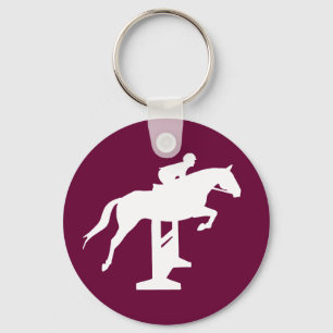 Porte-clés Chasseur Cheval et cavalier (blanc)