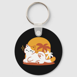 Porte-clés Chat adorable se relaxer au soleil - Animal de com