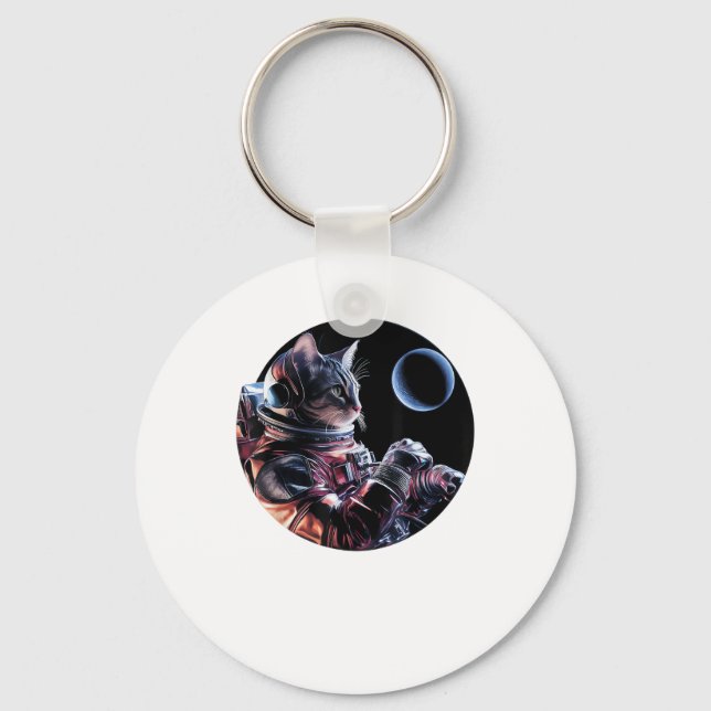 Porte-clés Chat astronaute avec planète (Recto)
