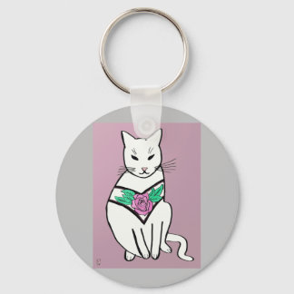 Porte-clés Chat avec collier Rose