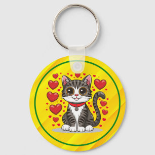 Porte-clés Chat avec symboles d'amour Clipart-85245