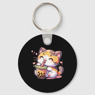 Porte-clés Chat Boba Tea Bubble Tea Anime Kawaii Neko Kids Te