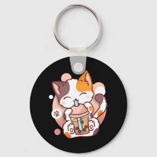 Porte-clés Chat Boba Tea Bubble Tea Anime Kawaii Neko pour fi