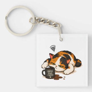 Porte-clés Chat Calico Grincheux - Café parlé
