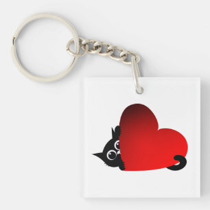 Porte-clés Chat, Chaton, Cœur