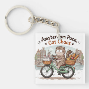 Porte-clés Chat d'Amsterdam drôle
