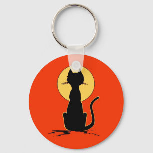 Porte-clés Chat de Halloween avec le ~ de lune