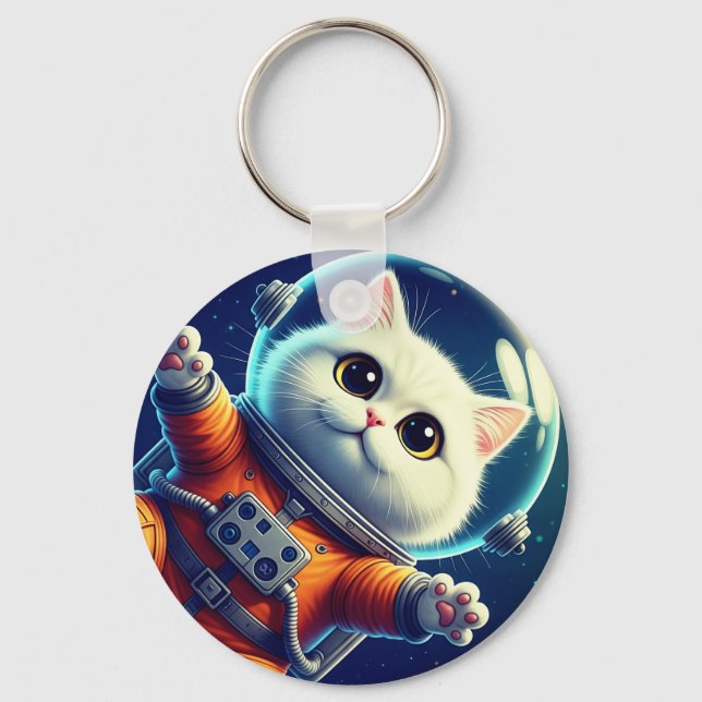 Porte-clés Chat de l'espace mignon (Recto)