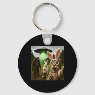 Porte-clés Chat de Pâques drôle selfie avec lapin Bigfoot UFO