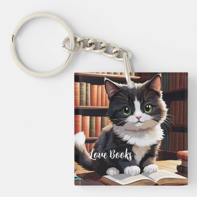 Porte-clés Chat de temps de lecture  (Devant)
