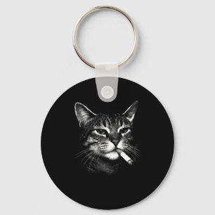 Porte-clés Chat drôle fumant visage lunatique y2k gen z homme