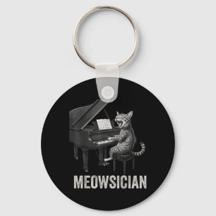 Porte-clés Chat drôle jouant de la musique de piano Pun Meows
