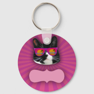 Porte-clés Chat effronté de néon de lunettes de soleil